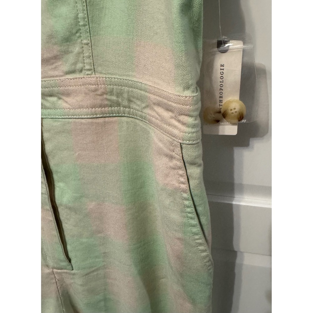 Maeve Anthropologie Colette Portside Button Front Jumpsuit Checkered Wide Leg 8 - Picture 8 of 10